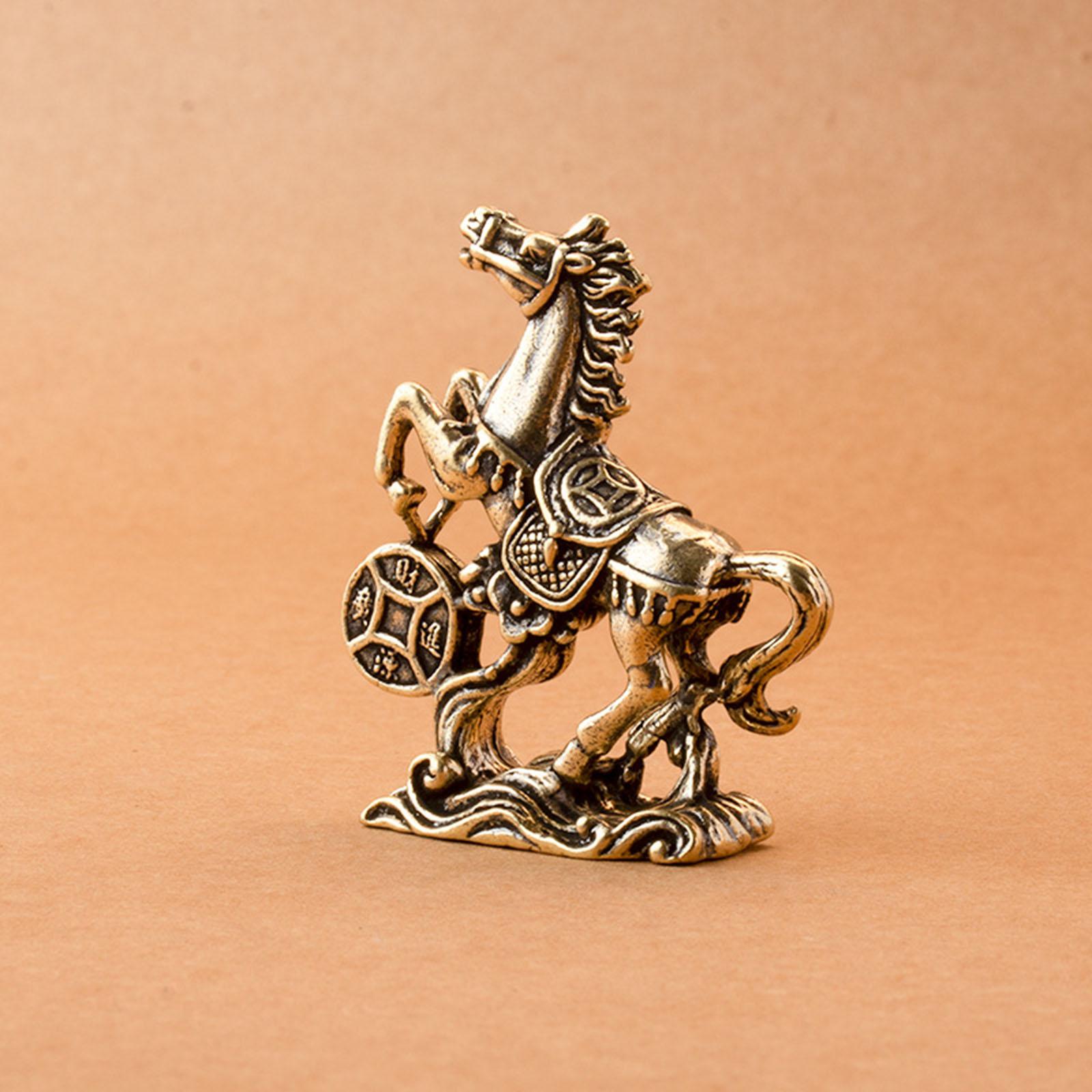 

Brass Horse Statue Chinese Feng Shui Animal Sculpture Small for Table Centerpiece