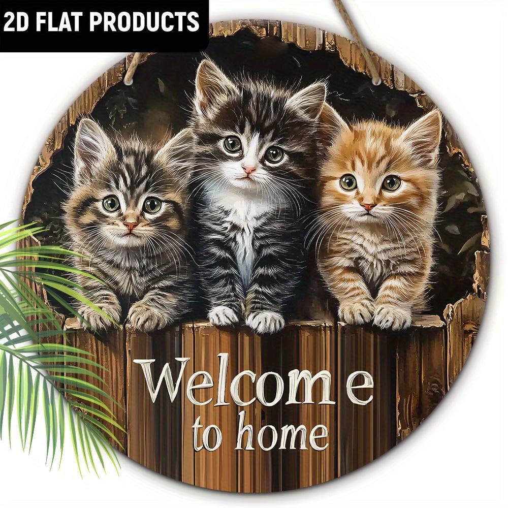 Wooden Charming 'Welcome To My Home' Cat-Themed Wooden Sign - for Door, Wall, Home, Room, Farmhouse, Street, Shop, Garage, Bar, Garden, and Coffee