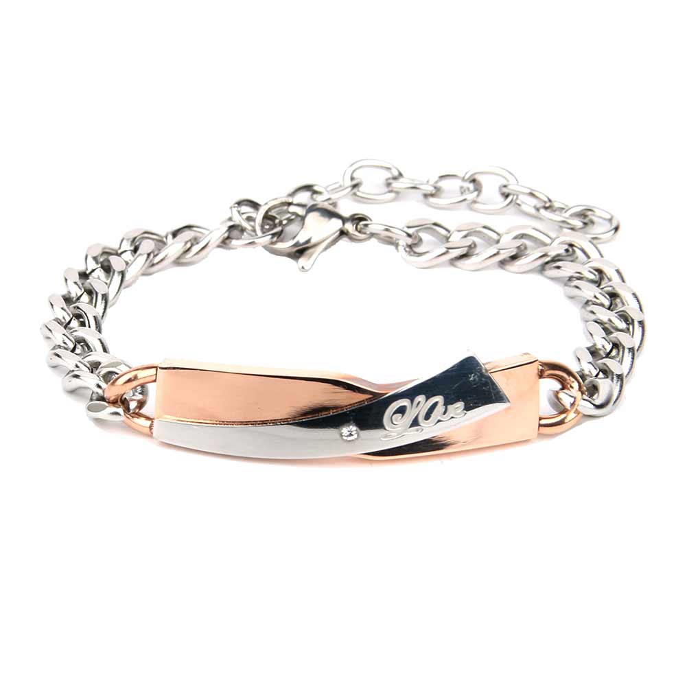 2PCS Fashionable Titanium Steel Lovers Bracelet/Necklace Fashionable Ornament Gift