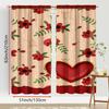 2PCS rice bottom red rose heart-shaped curtains   gentle style   bedroom and living room   decorative curtains with drawbar pockets
