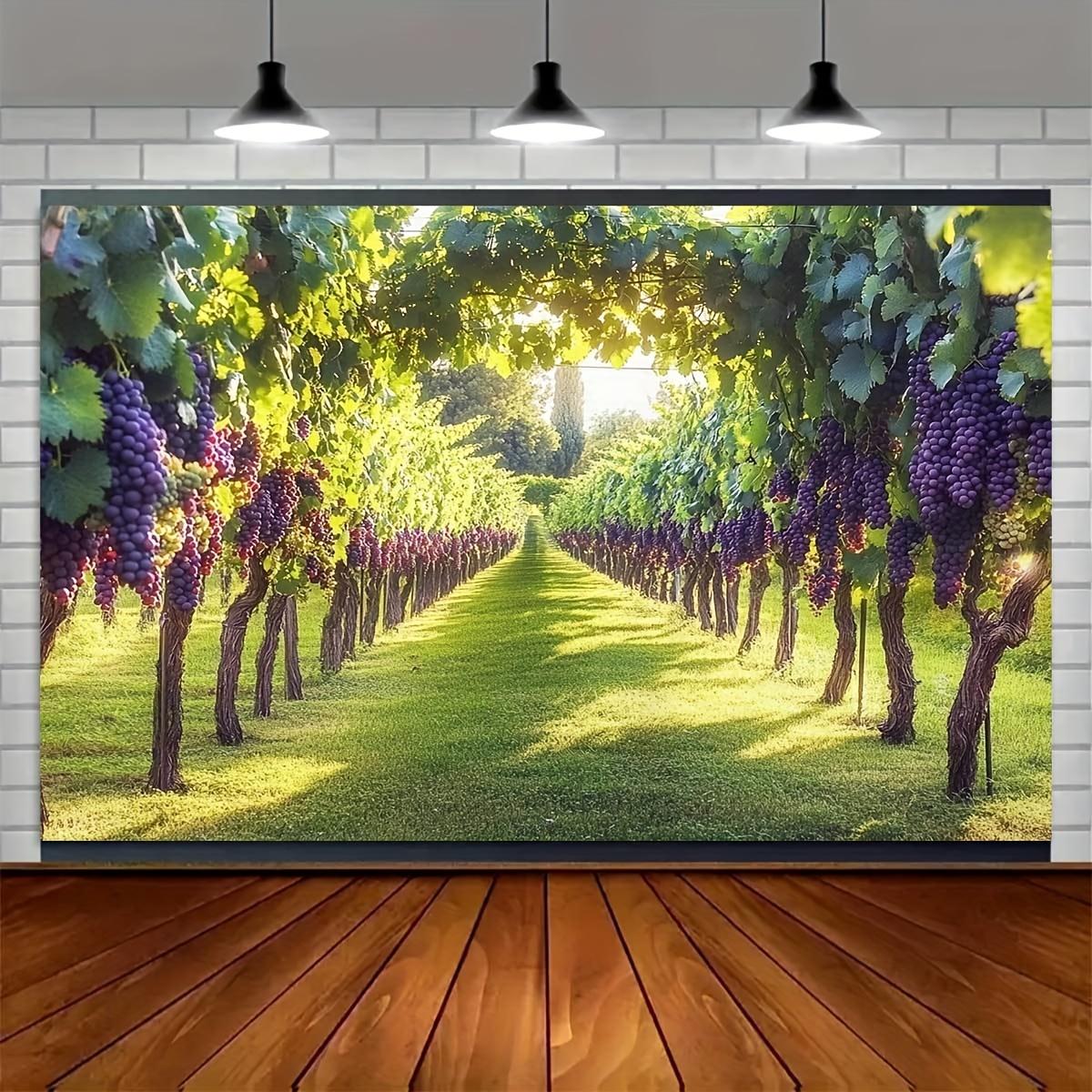 2D flat photography background banner - vineyard scenery theme background cloth, used for party photo background 180X110