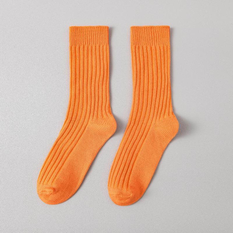 Sock Men's Autumn-Winter Double-Stitch Thick Thread Mid-Calf Socks Solid Color Retro Versatile Long-Sleeved Socks Cotton Sport Men's Socks