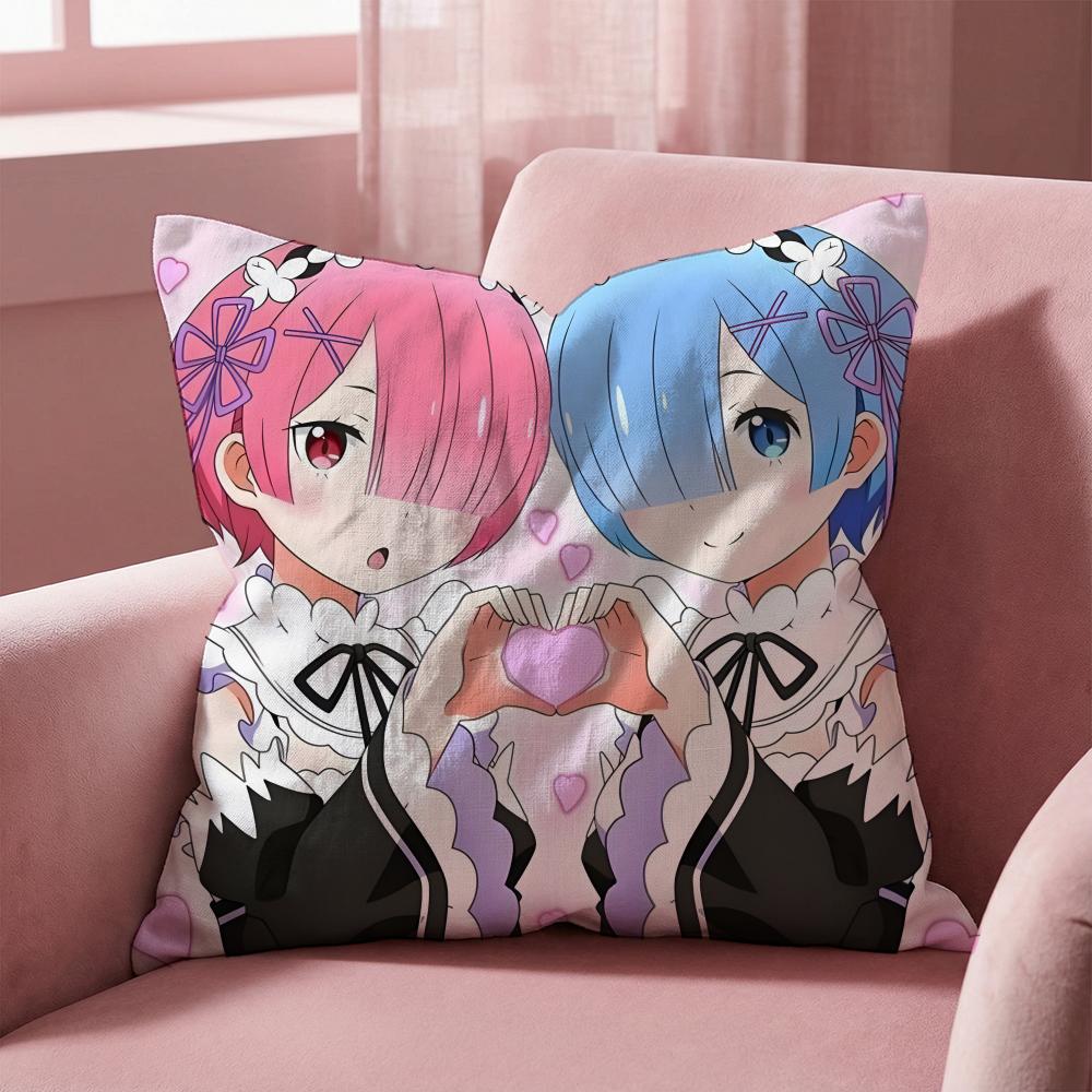 R-Re Zero ANIME Cushion Cover Multi-Scene Pillow Cover for Home & Car - Reversible, Soft & Durable for Daily Use