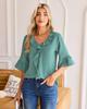 2026 Fashion Style 3/4 Sleeve Ruffle Lantern Collar Casual Top