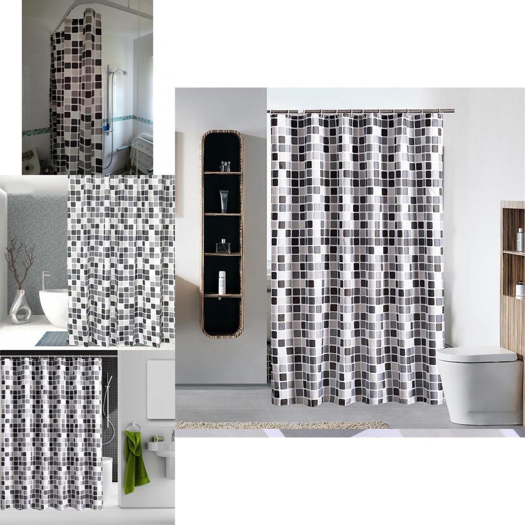 Elegant Mosaic Design Bathroom Curtain With Waterproof Polyester Fabric For Modern Homes