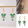 Yellow Gold Color Plated Zircon Tassel Butterfly Drop Earring for Women Girls Party Emerald  Pendientes Accessories