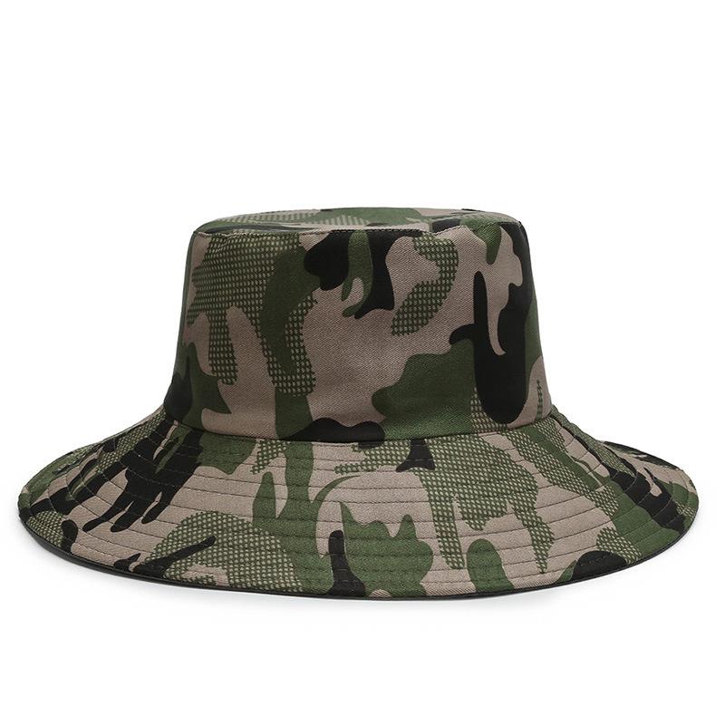 New Camouflage Big Eaves Bucket Hat Sunshade Sunscreen Fishing Essential Simple Casual Versatile