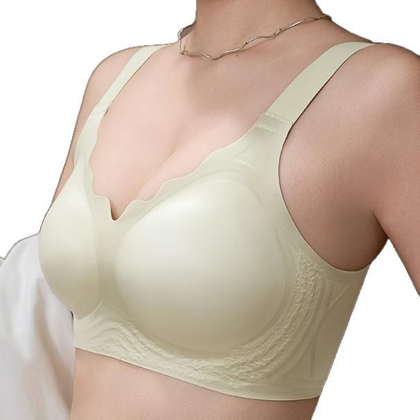 Big red silk jelly interlayer lifting soft support large size bra gathered anti-sagging comfortable pair of thin underwear