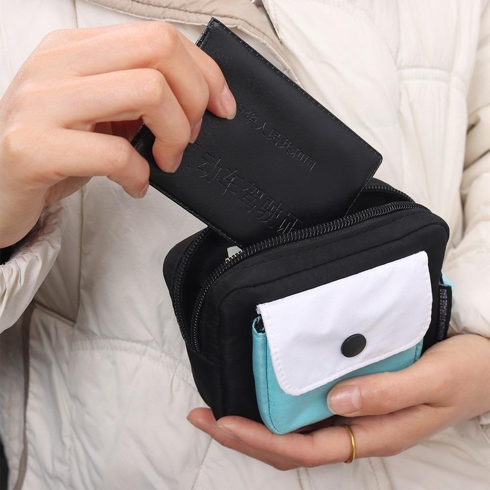 Contrast Color Canvas Coin Purse Multifuctional Mini Storage Bag Portable Earphone Bag Students