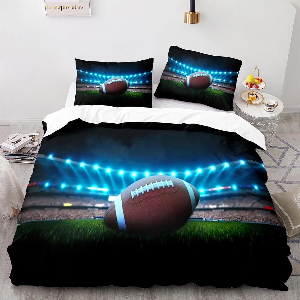 American Football King Queen Duvet Cover Rugby Player Pattern Bedding Set For Kids Teens Adults Ball Sport Polyester Quilt Cover