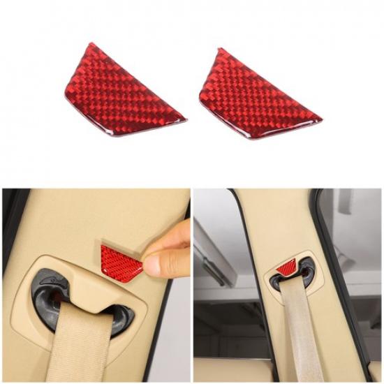 

Red Carbon Seat Belt Base Upper trim Sticker Cover For BMW 3 Series E90 05-12