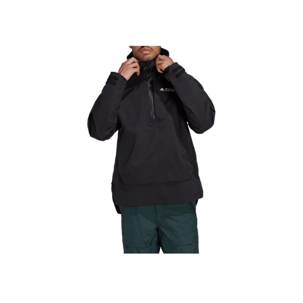 Adidas Solid Color Brand Logo Half Zip Hooded Jacket Ski Wear Men Jackets Black HI5522