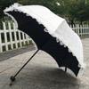 Sunshade Women Lace Umbrella Double Layer Three-fold Windproof Female Princess Parasol Cute Sunscreen Anti UV Wedding Paraguas