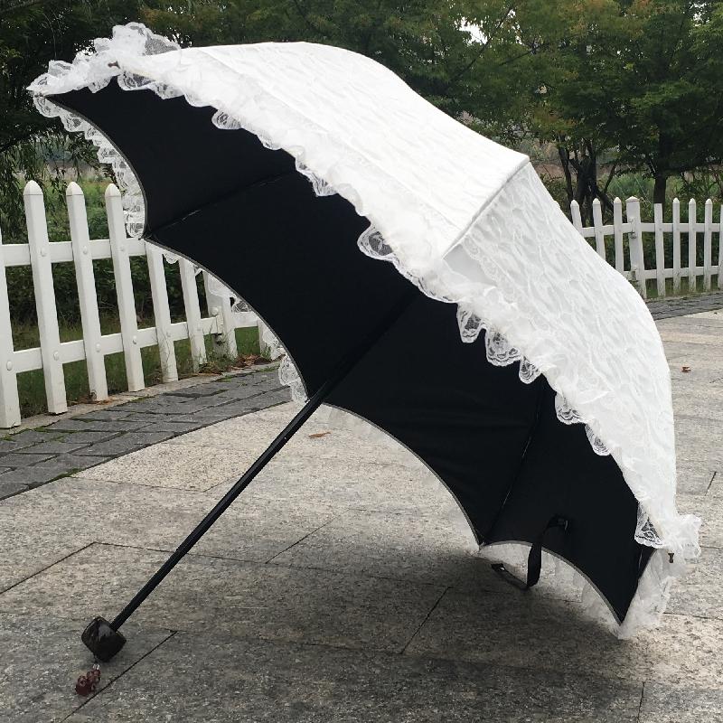 Sunshade Women Lace Umbrella Double Layer Three-fold Windproof Female Princess Parasol Cute Sunscreen Anti UV Wedding Paraguas
