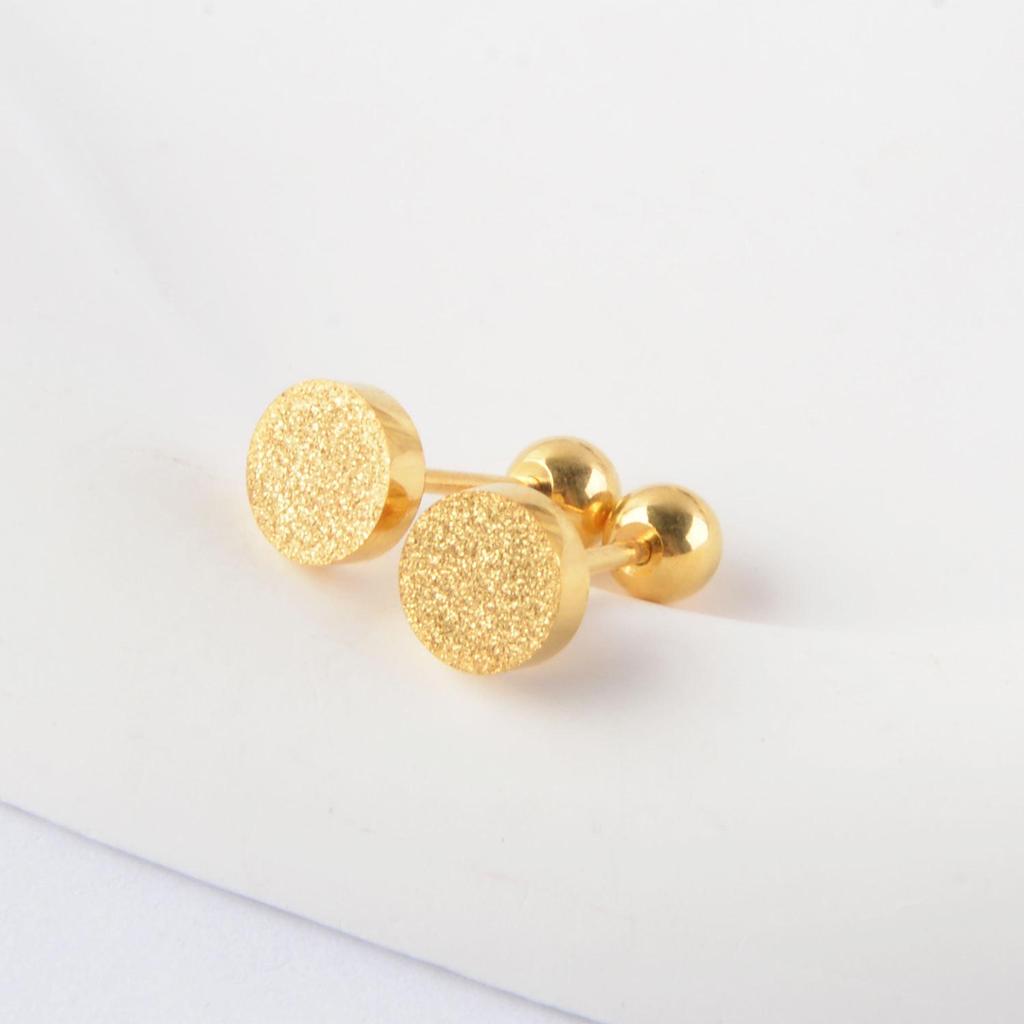 Korean Fashion Titanium Steel Frosted Cartilage Stud Earrings - Non-Fading & Shower-Safe