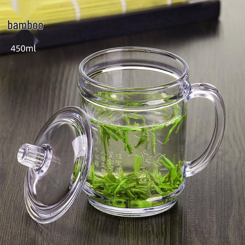 Large-Capacity, High-Temperature Resistant Glass Teacup with Handle and Lid for Men