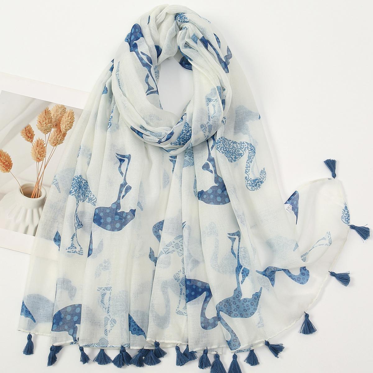 Newest Printing Tassel Shawl Cotton Viscose Scarf Women Beach Sunscreen Shawl Muslim Hijab Wrap Headscarf 180*87Cm