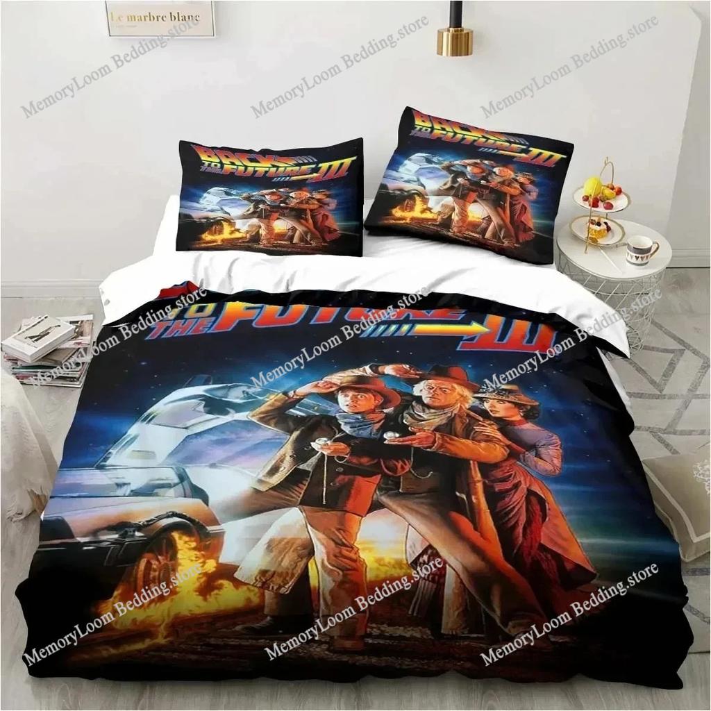 Back To The Future Classic Movie Retro Bedding Set Bed Three Piece Set Single Double Bed Queen Size King Quilt Cover Boy Gift