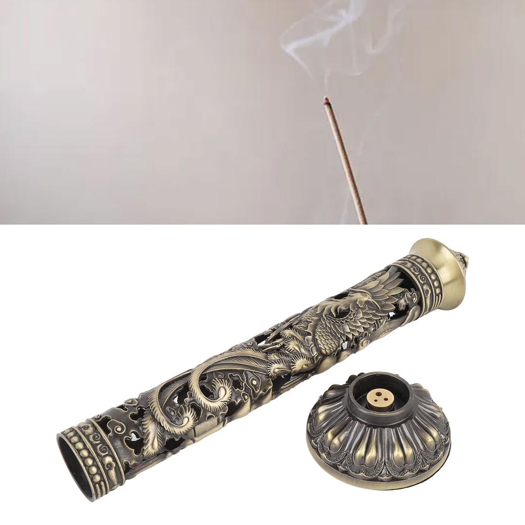 Vertical Incense Dragon Phoenix Retro Incense Tower Holder for Meditation Room Tea Room Decor