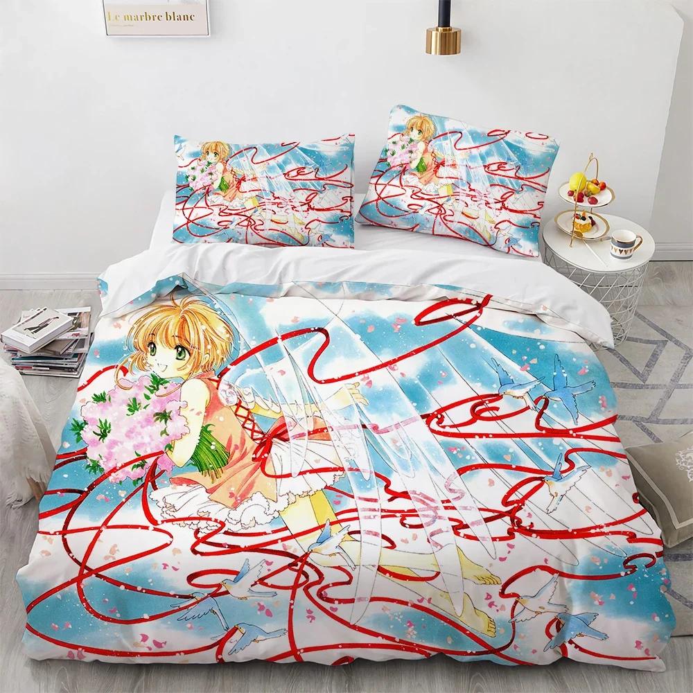 3D Print Cardcaptor Sakura Comfortable Duvet Quilt Cover Pillowcase Bedding Set Children Bedroom Decoration Home Textile