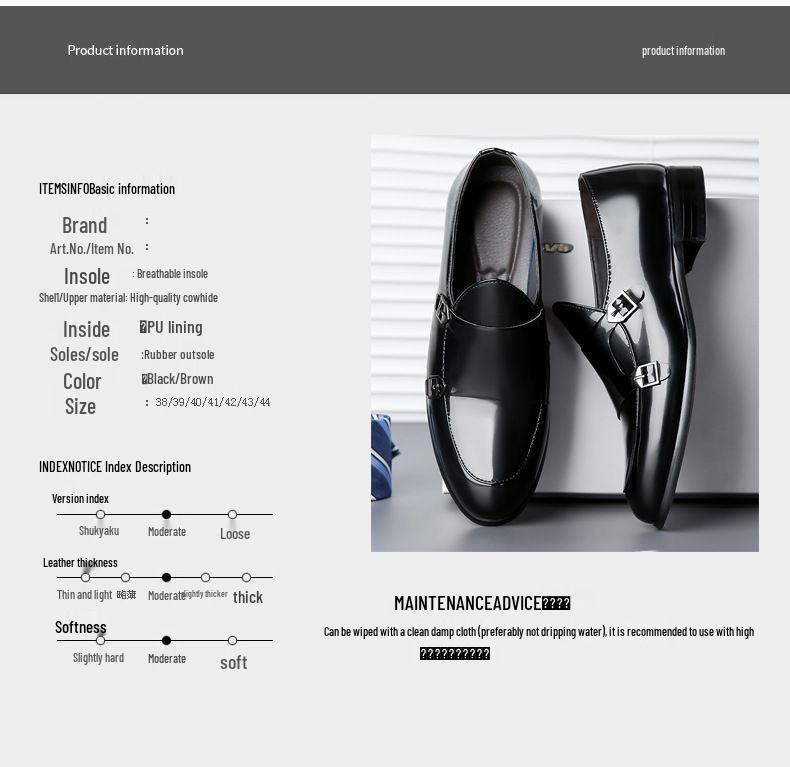 Men's Business Casual Double Buckle Pointed Toe Leather Monk Shoes - Shiny English Style Formal Footwear.