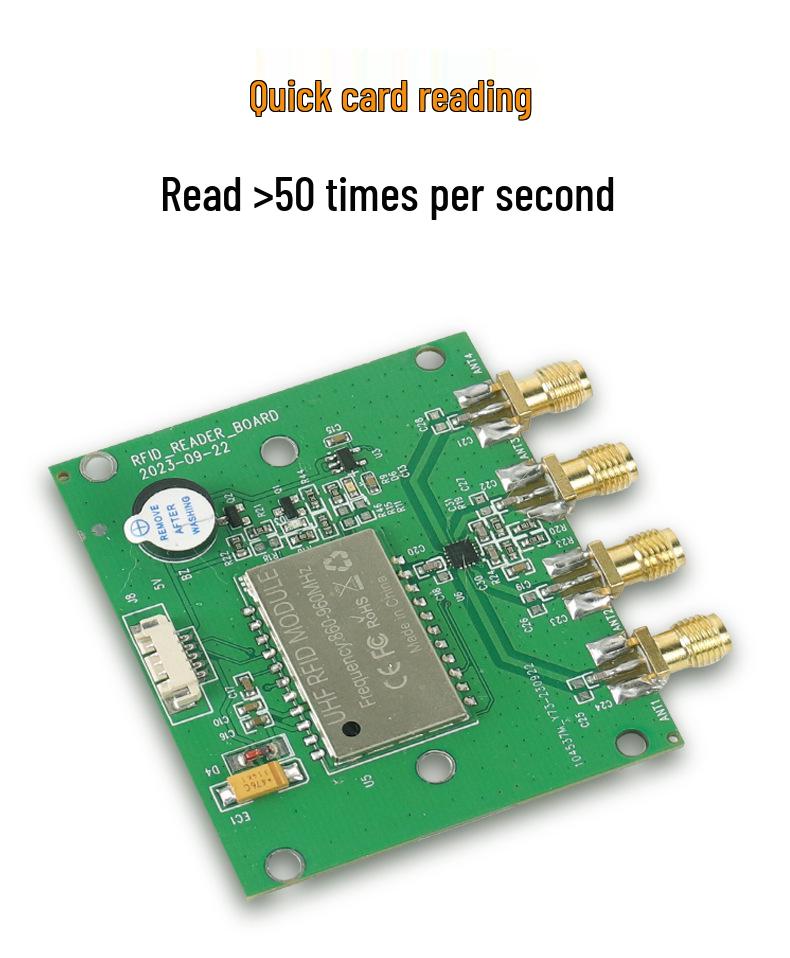 Ultra-High Frequency RFID Four-Channel Reader/Writer Module with Four Antennas