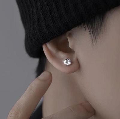 Men's Diamond Earrings: High-End, Unique Design with White Zircon, Stylish, Versatile, and Handsome.