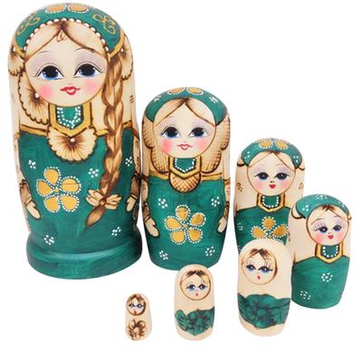 7pcs Russian Wooden Nesting Dolls Colorful Traditional Matryoshka Hand Painted