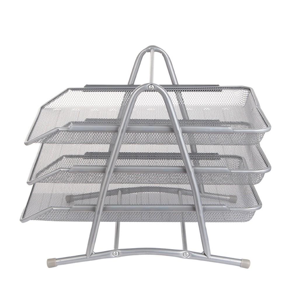 Metal Three-layer File Rack Wire Mesh Desktop Document Rack Durable Desktop Data Tray  Countertop