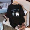 Korean Chic Shortsleeved Tshirt Cool Summer Cat Graphic Unisexs Trendy Streetwear White Tee For Casual Daily Wear Versatile
