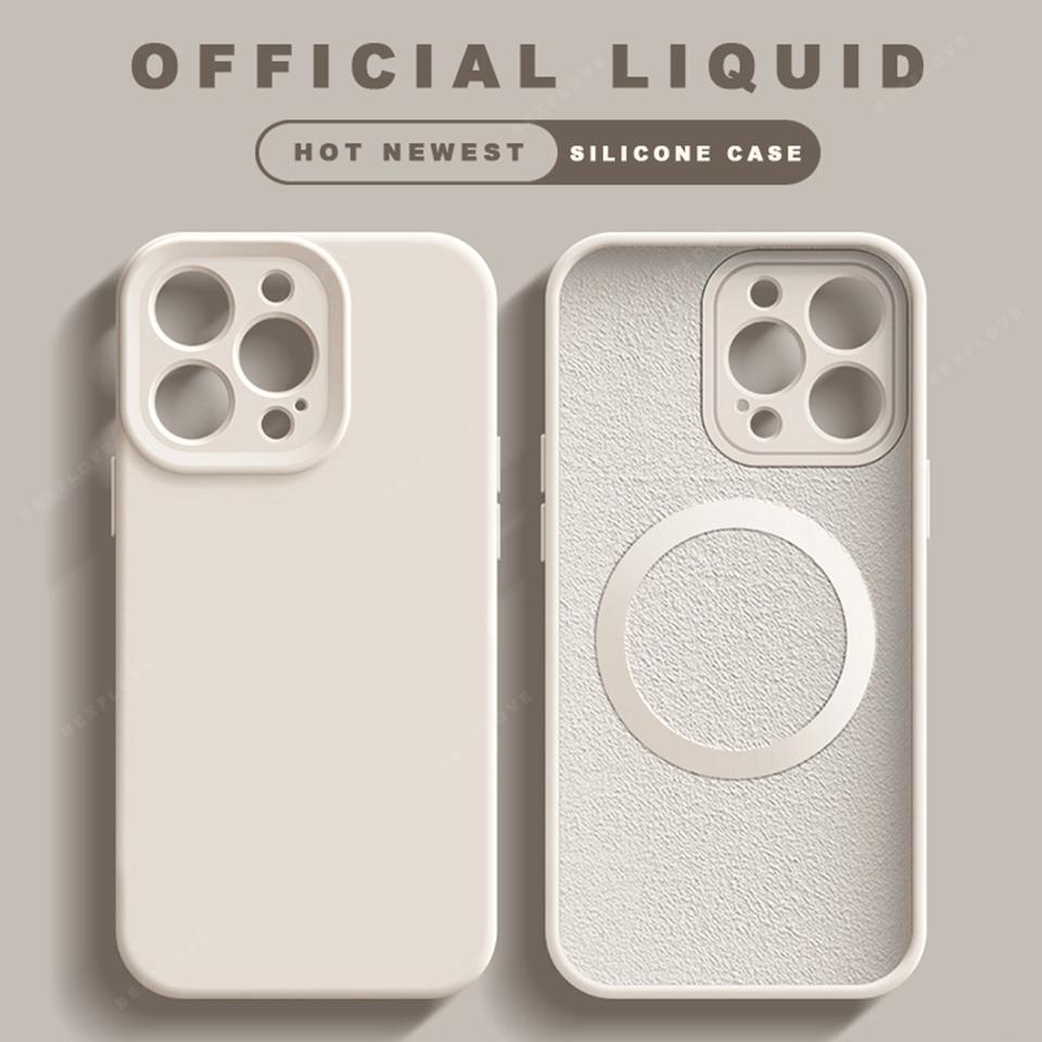 Phone Case For iPhone 16E 16 15 14 Plus 12 13 16 Pro Max Magsafe Liquid Silicone Official Magnetic Charging Protector Soft Cover