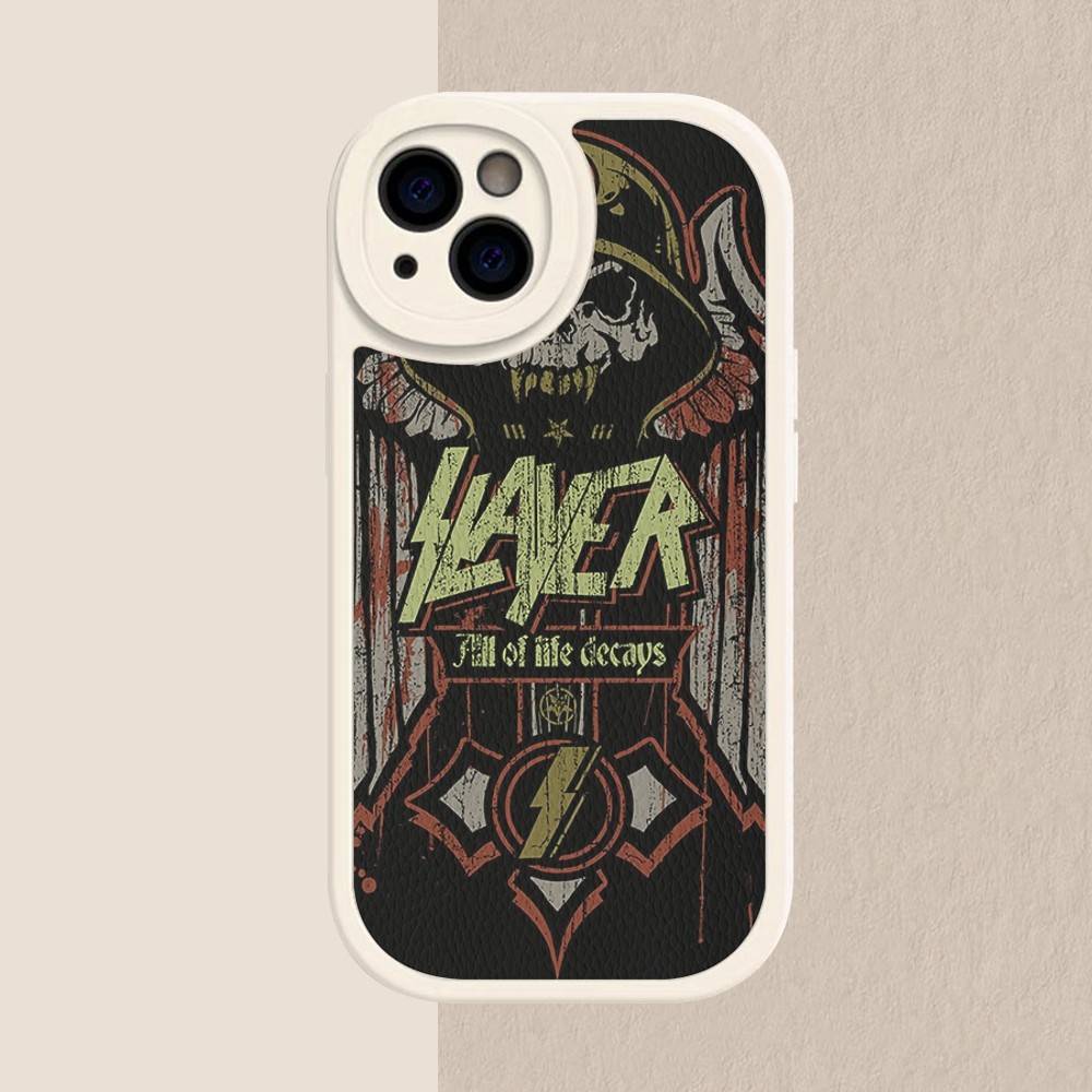 1pc Heavy Metal S-slayer Band Phone Case Hard Leather For IPhone 16 15 14 13 12 Mini 11 14 Pro Max Xs X Xr 7 8 Plus Fundas