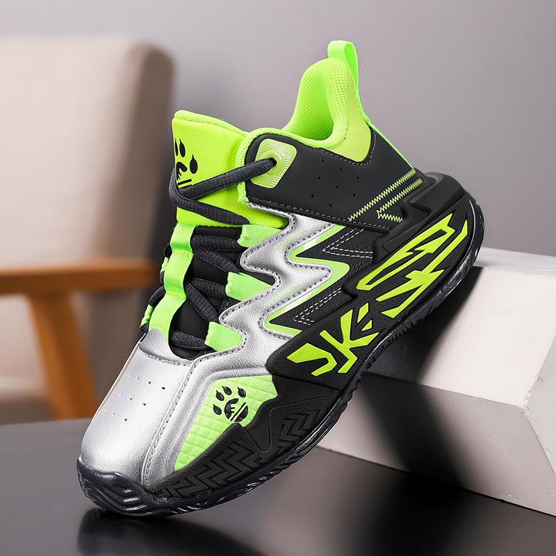 Boys' 2025 Autumn/Winter Leather Basketball Shoes - Lace-up, Medium to Large Sizes for Students.