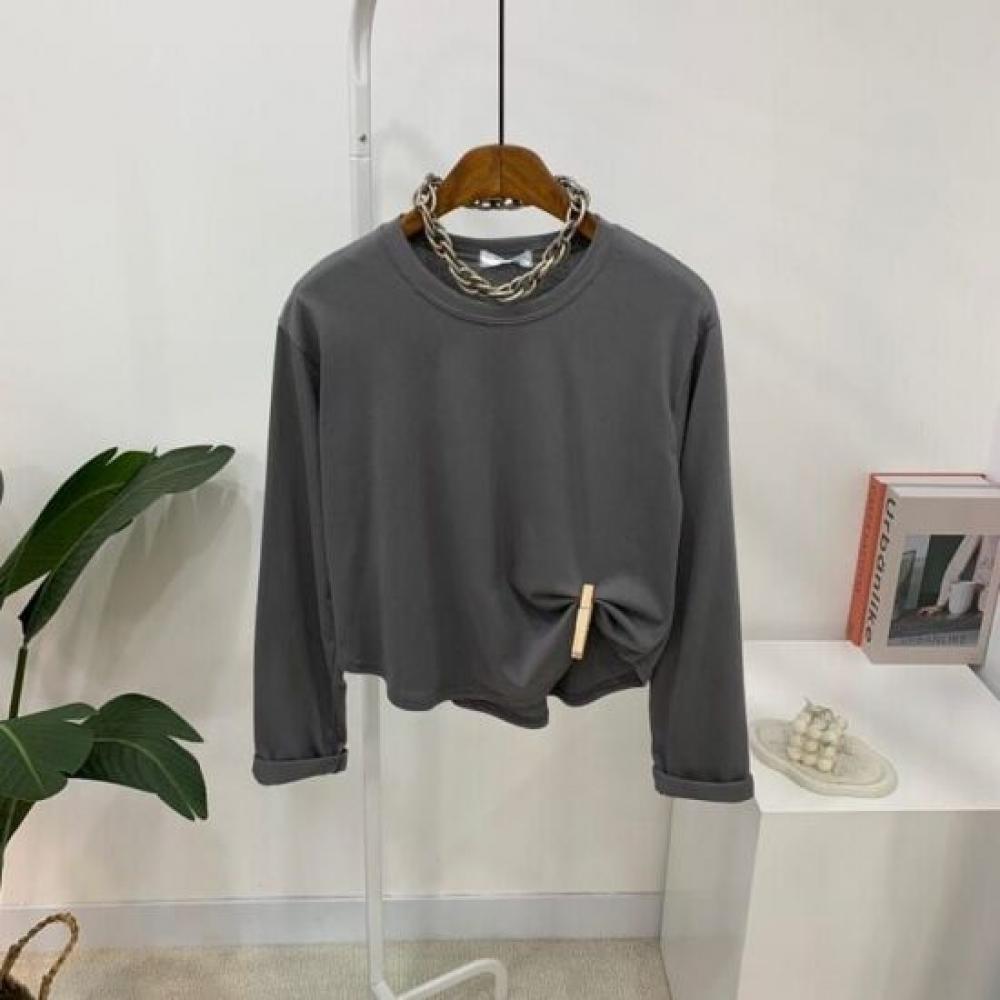 C S In The Room 1 + 1 Yoma Round Hem Crop Long Sleeve T ShirT 5 ColorS