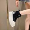 Retro Thick-soled Lace-up High-top Canvas Short Boots Women's 2025 New Fashion Versatile Casual Small Martin Boots