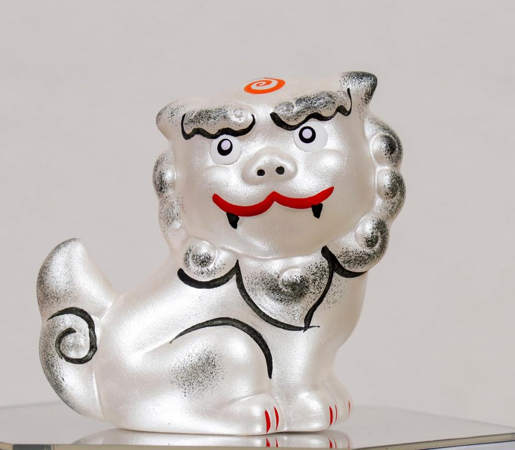 Yakushigama Shisa Gold and Lucky Ceramic 7cm Auspicious Protection Against Good Fortune Lucky Charm Set, Silver, Glazed, Charm, Ornament, Tall, Item,