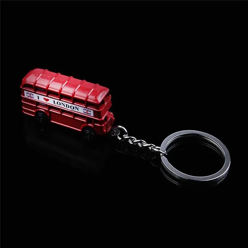 New London Red Bus Key Chain Post Mail Box Key Holder Telephone Booth Charm Pendant Keychain For Men Women Party Gift Key Ring