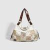 Blumiger Patchwork-Stoffbeutel, Retro-Spitzenbesatz Pendler-Ein-Schulter-Handtasche