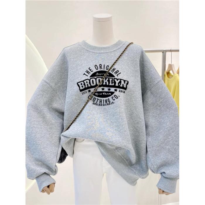 

YYFS женские модные повседневные весенне-осенние блузки и рубашки с круглым вырезом с длинными рукавами Size: One Size серый