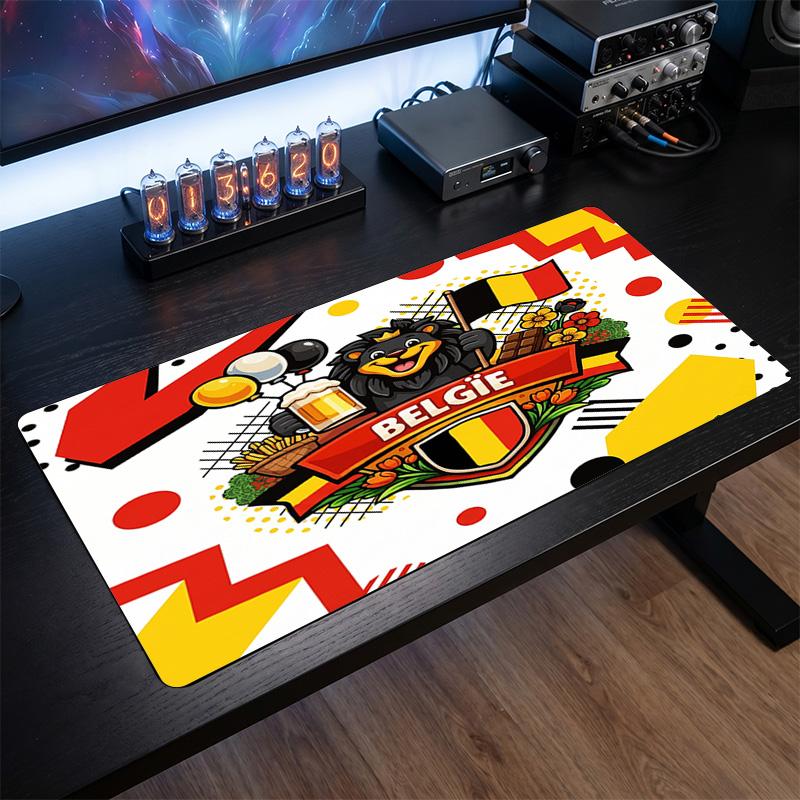 Belgium Football Crest Mouse Pad, Extended Non Slip Rubber Desk Mat for Gaming Office Laptop Fan Gift