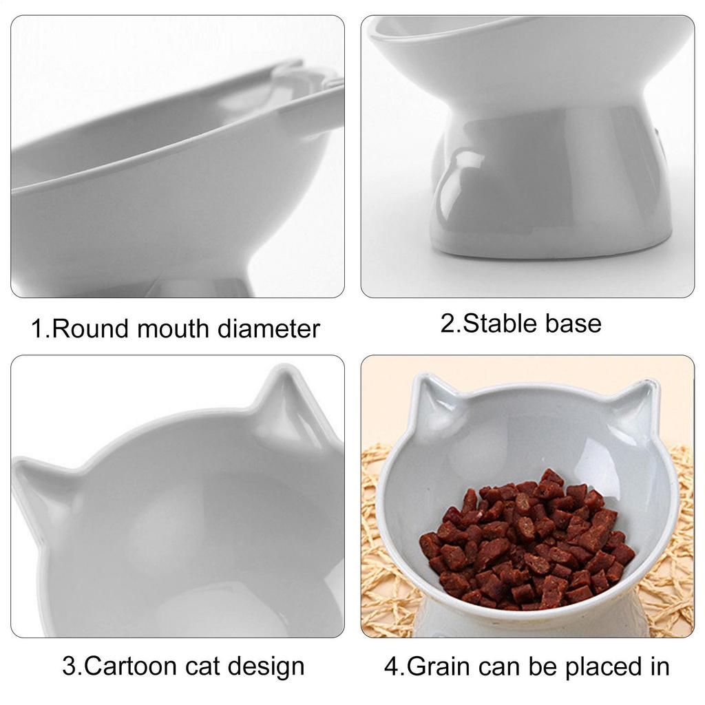 Tilted Cat Food Bowl Elevated Cat Bowl Ergonomic Cat Food Dish Anti Vomiting Raised Cat Food Bowl With Tilted Edge