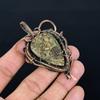 Crocodile Jasper 999 Copper Wire Wrapped Pendant, Handmade Gemstone Jewelry Pendant Gift For Birthday