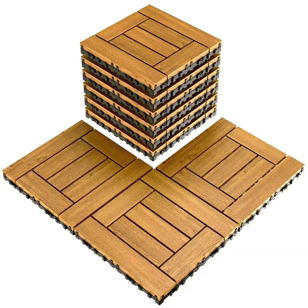 Karbonisierte Holzböden für Außenterrasse, Garten oder Balkon - Feuchtigkeitsbeständig, Korrosionsbeständig, Selbstverlegendes Design.
