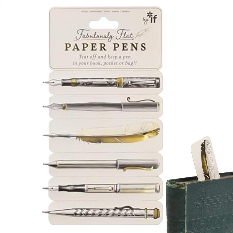 Paper Pen Bookmark Fabulously Flat Paper Pen Black Ink Bookmark Students Home School Novelty Stationery Tearable Pocket Pencil