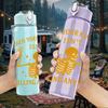 1PC Wheres Your Kindness Skeleton Print 750ml Color Plastic Sports Water Bottle Leakproof Flip Straw Lid Suitable for Sports Office Home Use