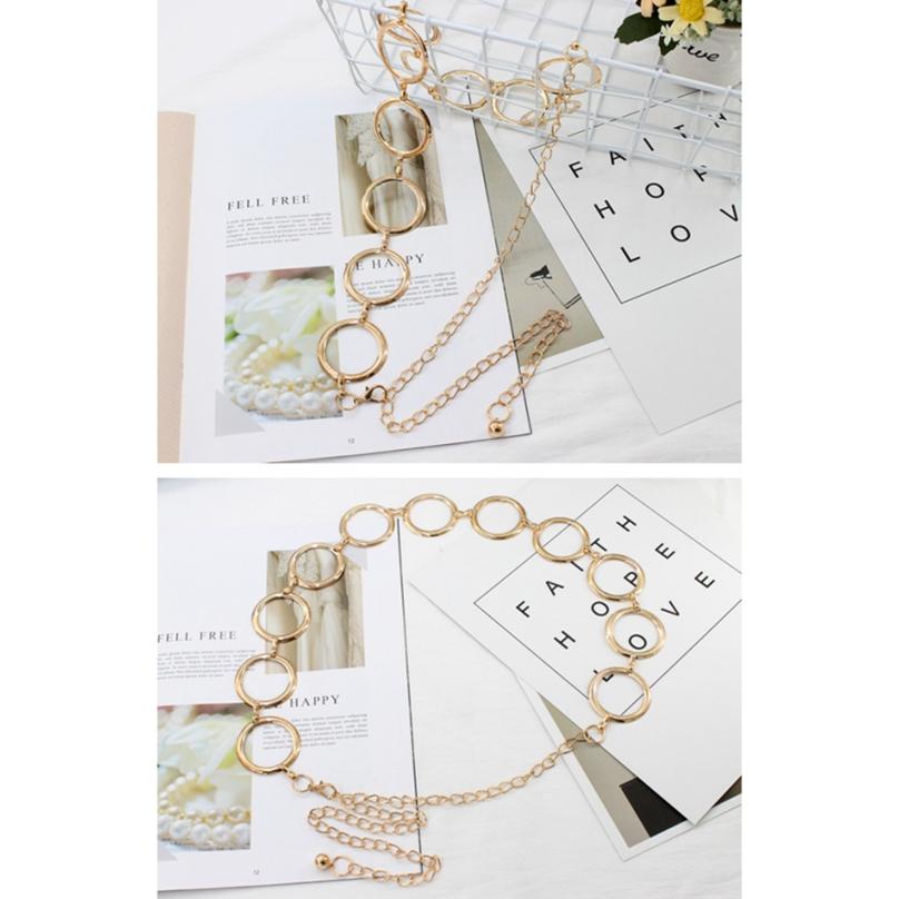 Fashion Gold Plated Belt Decoration Belt for Dress Circle Metal String Girls Belts Metal Waist Chain