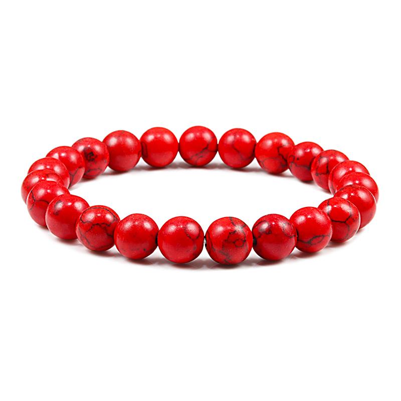 Nuovi Braccialetti con Perline Rosse da 6mm 8mm 10mm Classici Elastici Estensibili Bracciale Rigido in Pietra Naturale per Donne Uomini Gioielli Yoga