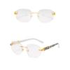 Men Women Fashion Retro Square Hip Hop Sunglasses Luxury Gold Rimless Shades Glasses