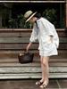 Vintage Linen Summer Suit: Women's Relaxed Cotton Shirt & Shorts Set
