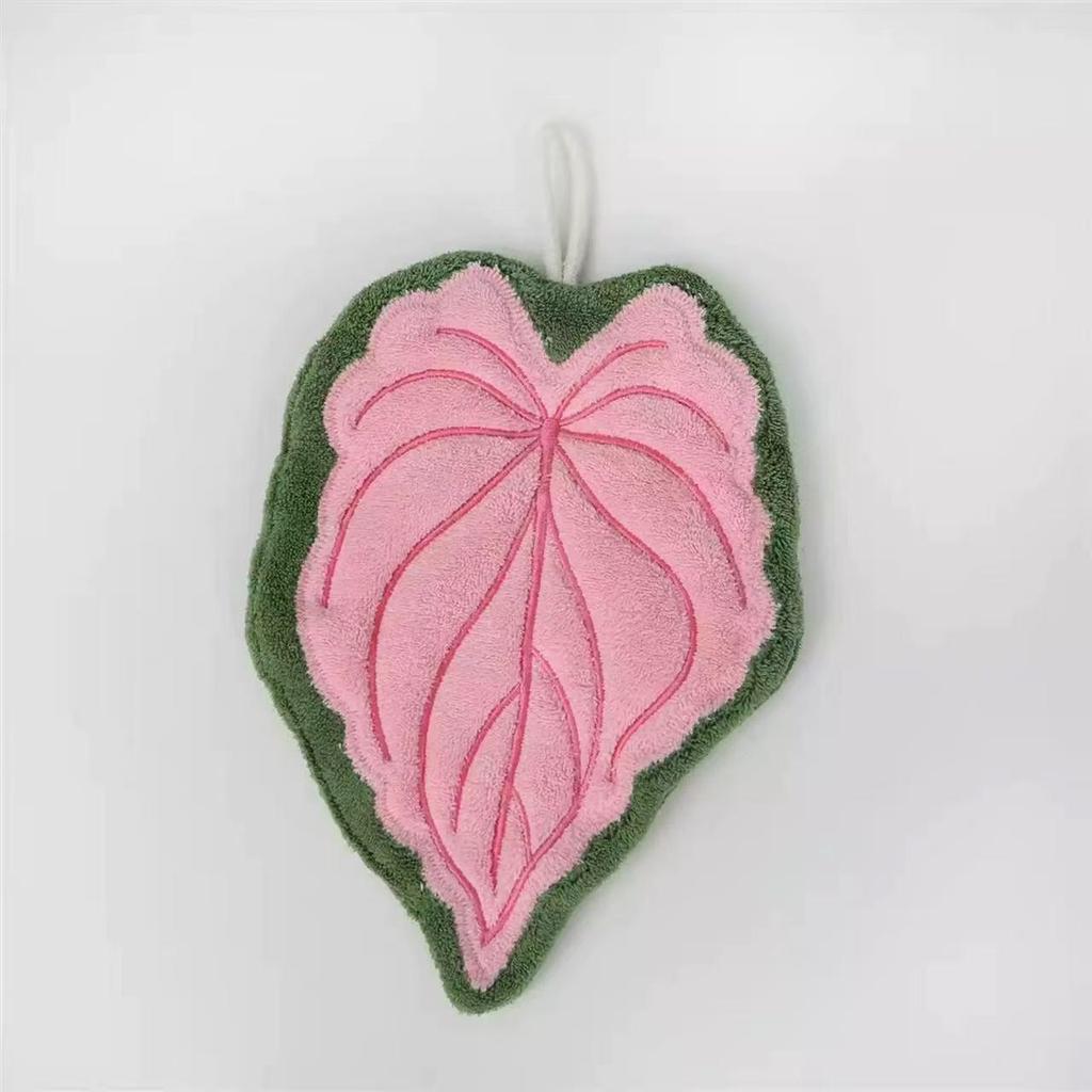 Cute Hanging Leaf Hand Towel - Thickened Coral Fleece for Kitchen & Bathroom